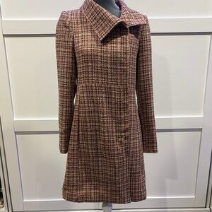 Elegant Women's Brown Tweed Coat